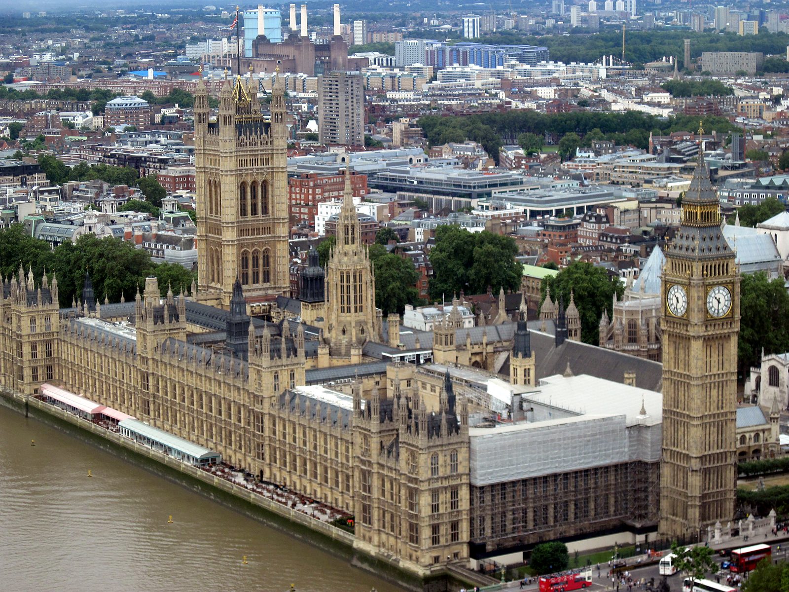 Il Parlamento e il Big Ben visti dall'alto, Londra